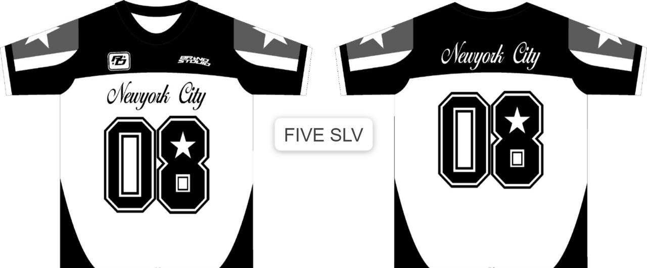 White & Black Five Sleeve Jersey