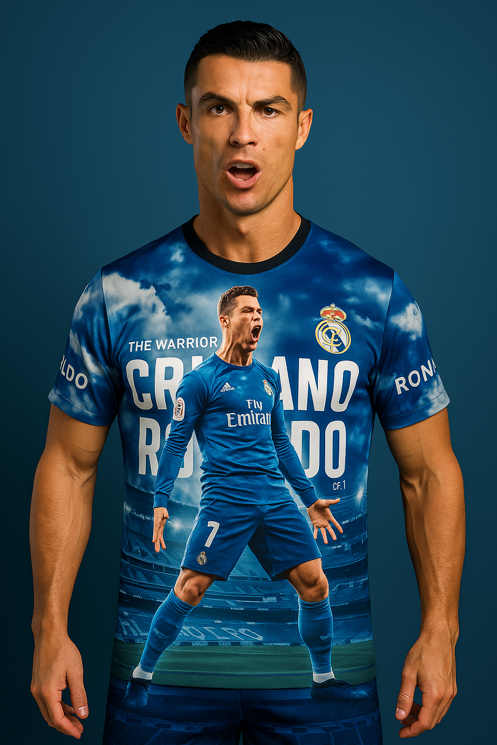 Real Madrid Ronaldo  Normal Jersey With Photo ( Blue)