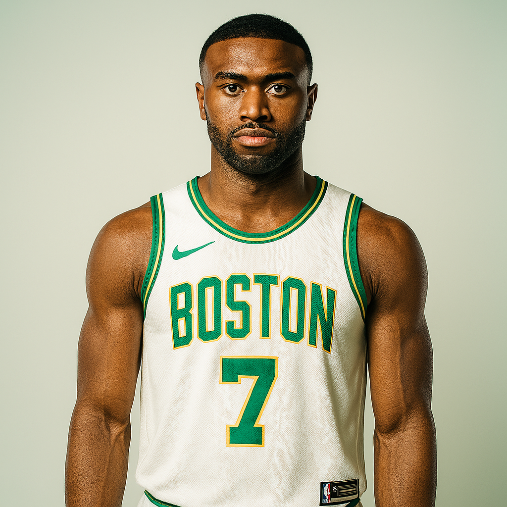 Boston Brown 7- Sleeveles Jersey ( White & Green  )
