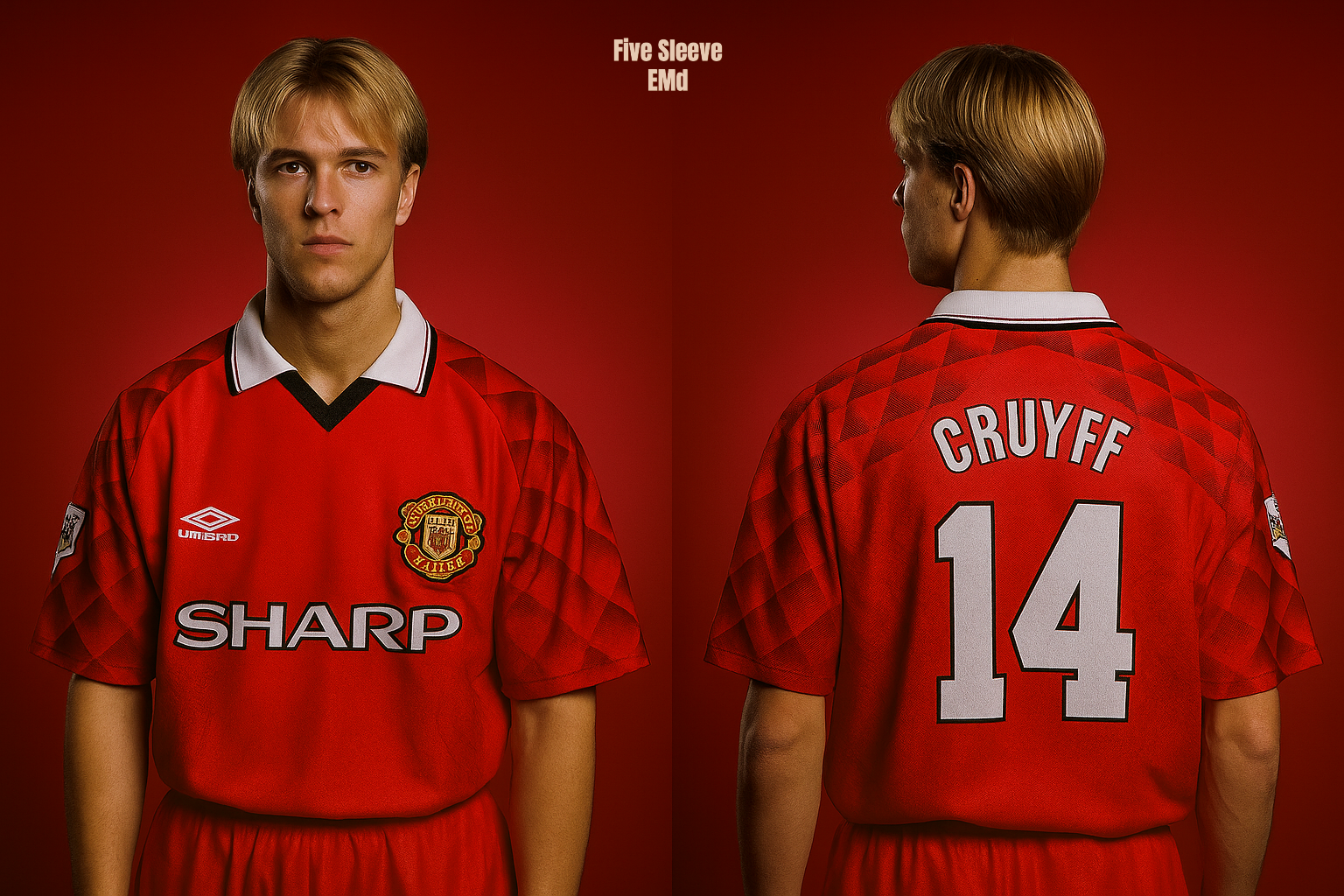 MANCHESTER UNITED CRUYFF 14 Five Sleeve Jersey with Collar ( Red )