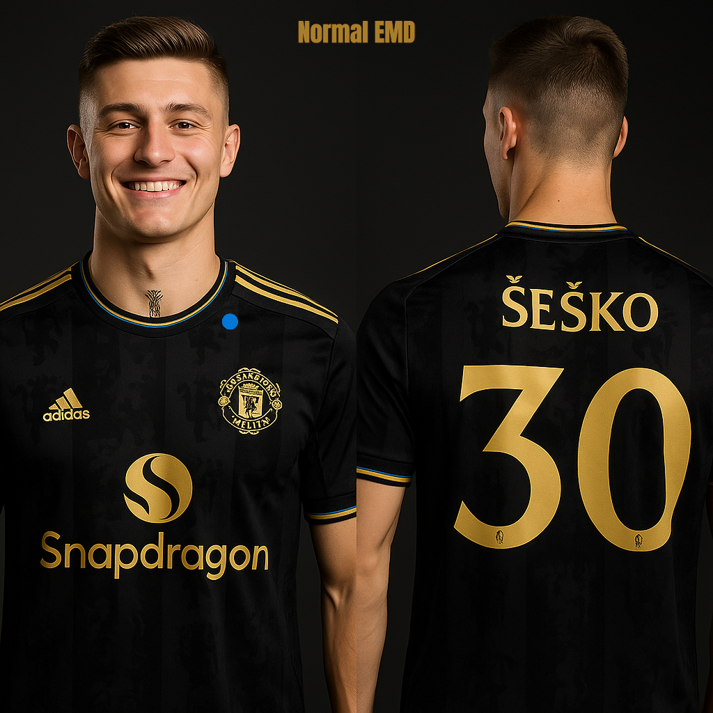 Manchester Sesko-30 Half Sleeve Jersey  Embroidery ( Black )