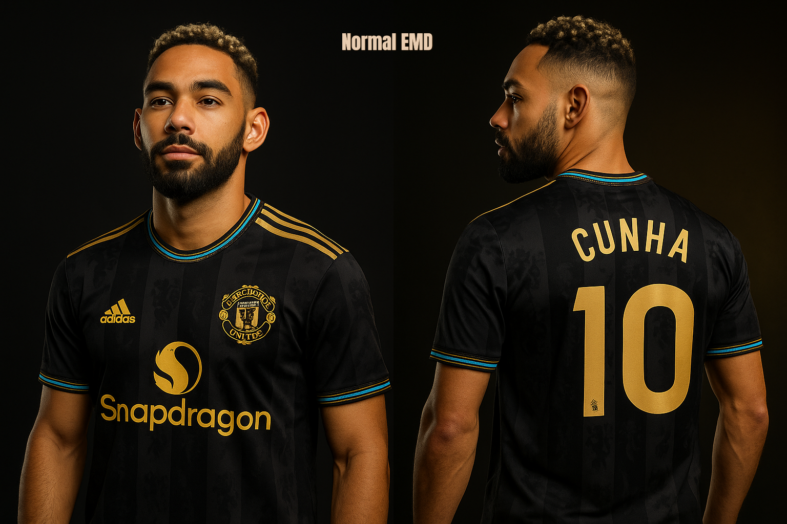Manchester Cunha-10 Half Sleeve Jersey  Embroidery ( Black )