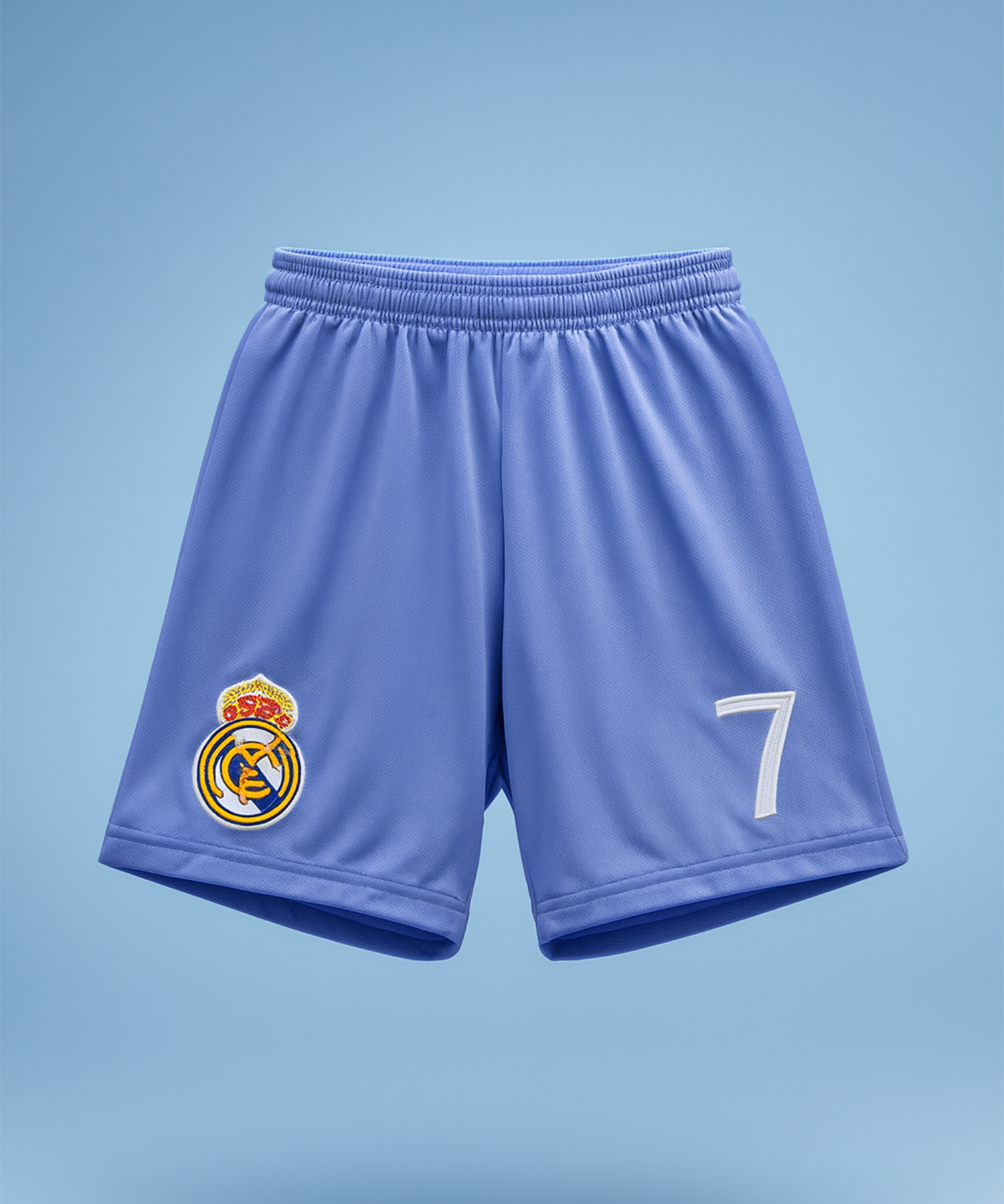 Embroidery Club Shorts -Real Madrid Sky Blue With Number