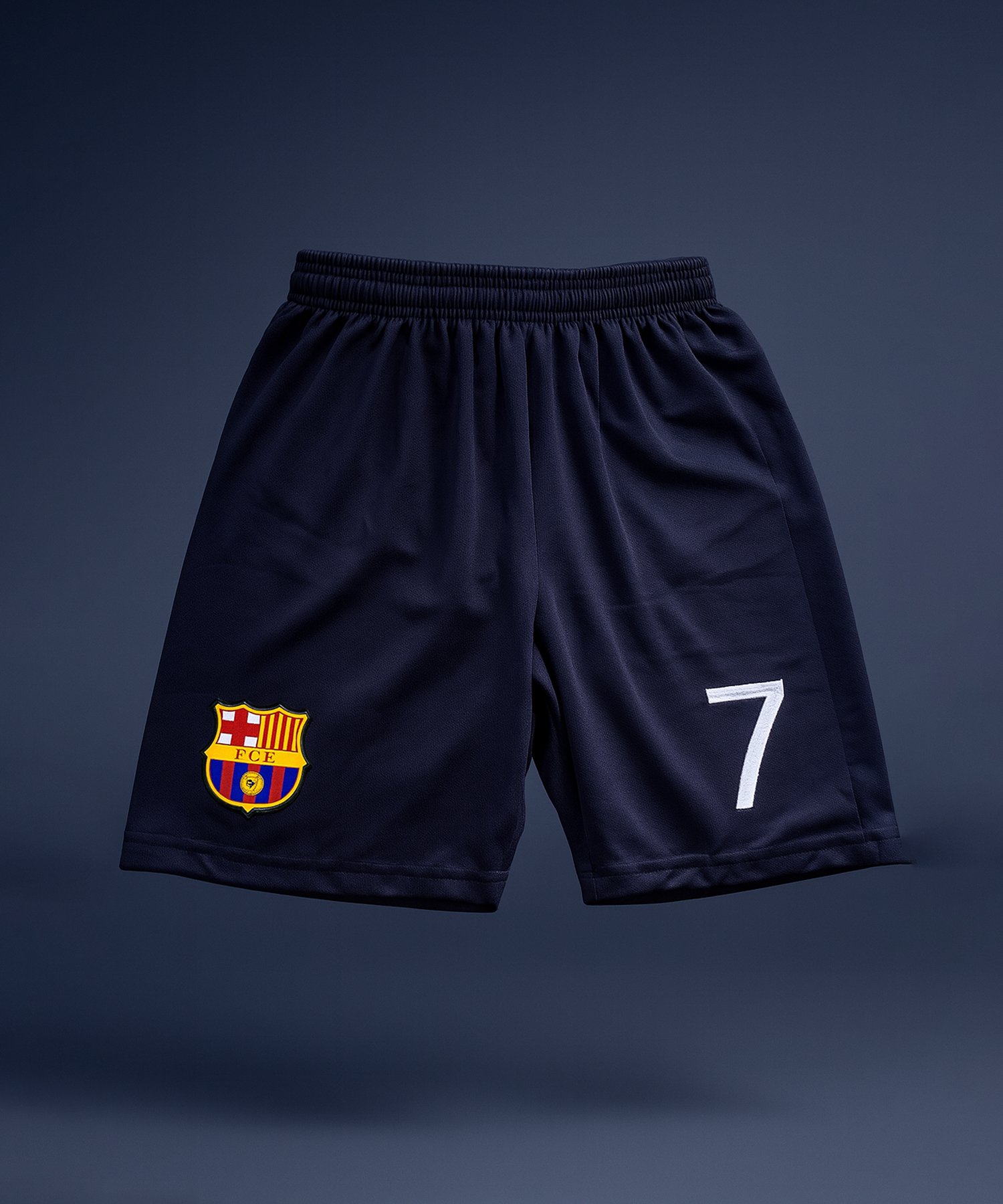 Embroidery Club Shorts - Barcalona Navy Blue With Number