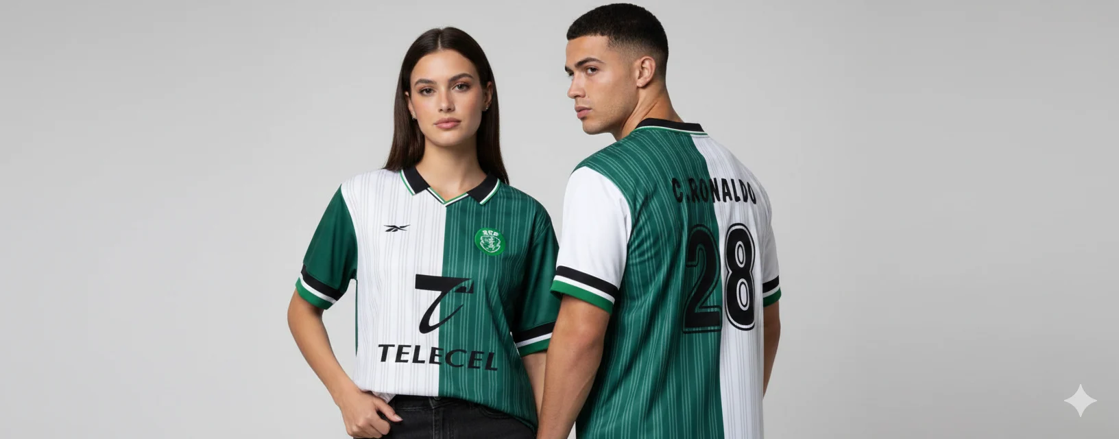 SPORTING RONALDO 28 COLLAR FIVE SLEEV EMBROIDERY WT-GREEN