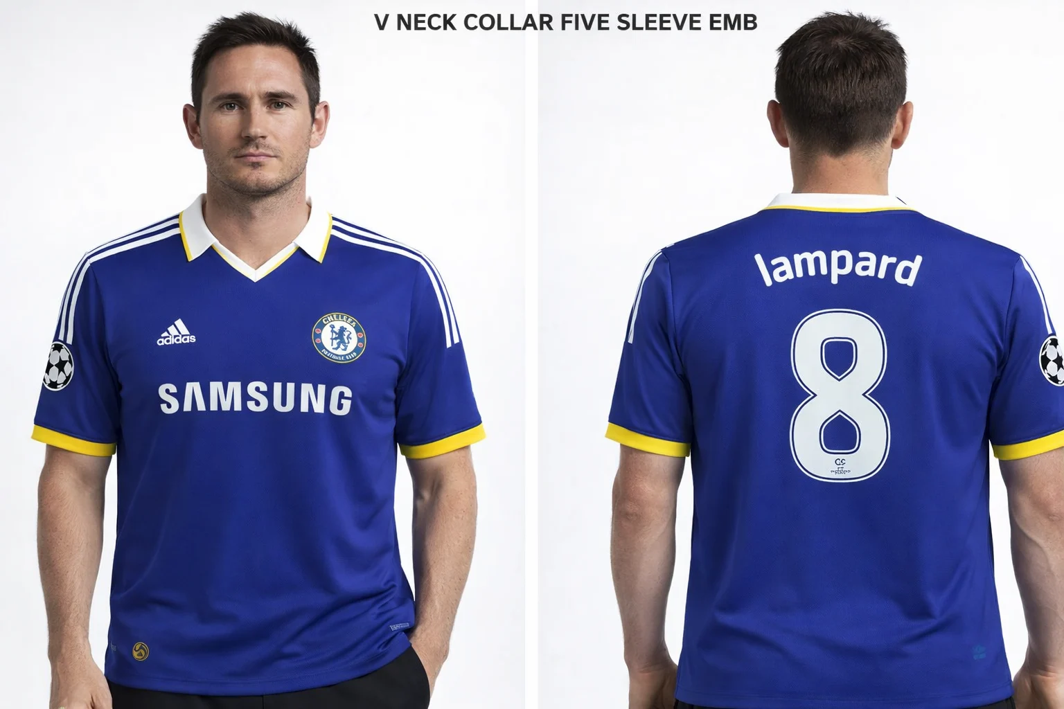 Chelsea Lampard-8 Collar Five Sleeve Embroidery (Blue)