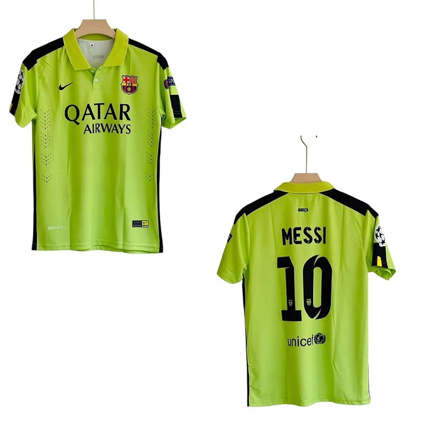 BARSALONA MESSI 10 COLLAR FIVE SLEEV EMBROIDERY (GREEN)