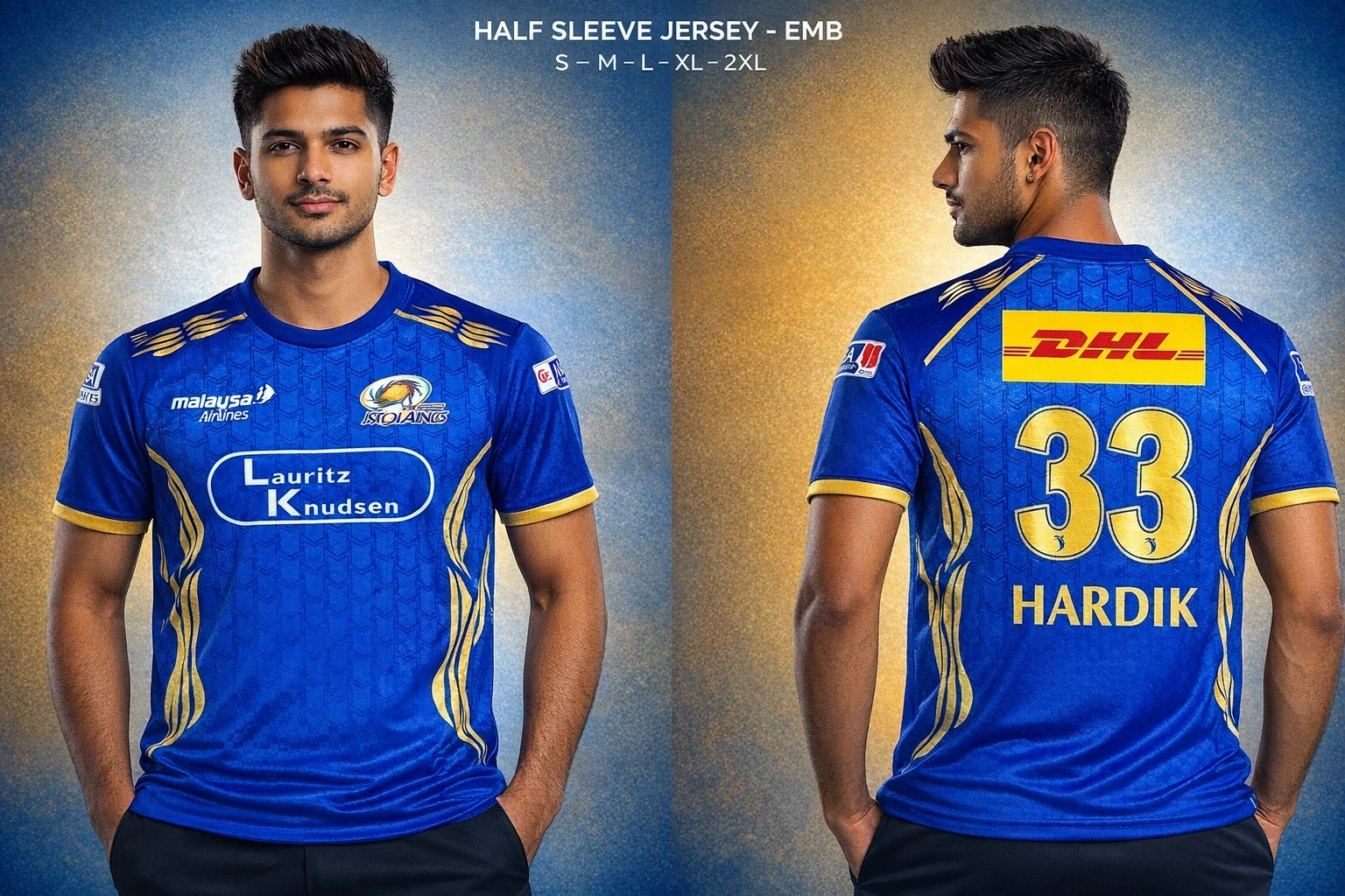 Mumbai INDIANS HARDIK 33 -  NORMAL JERSEY Embroidery MENS