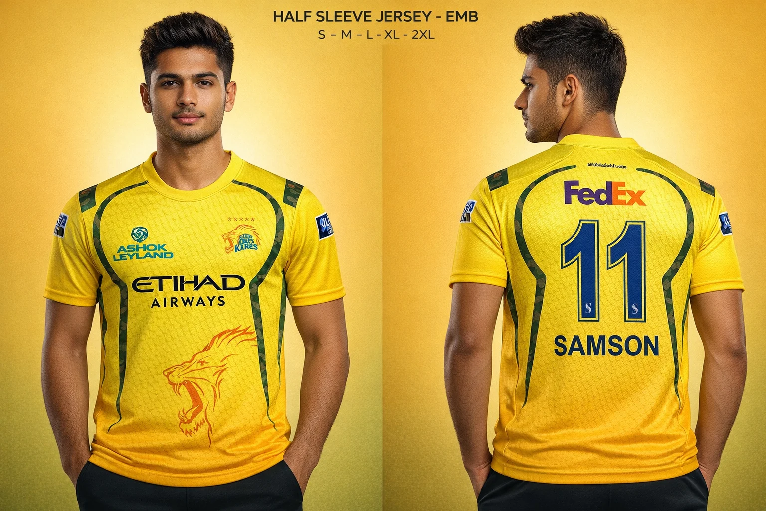Chennai super kings samson 11 -   NORMAL JERSEY Embroidery MENS