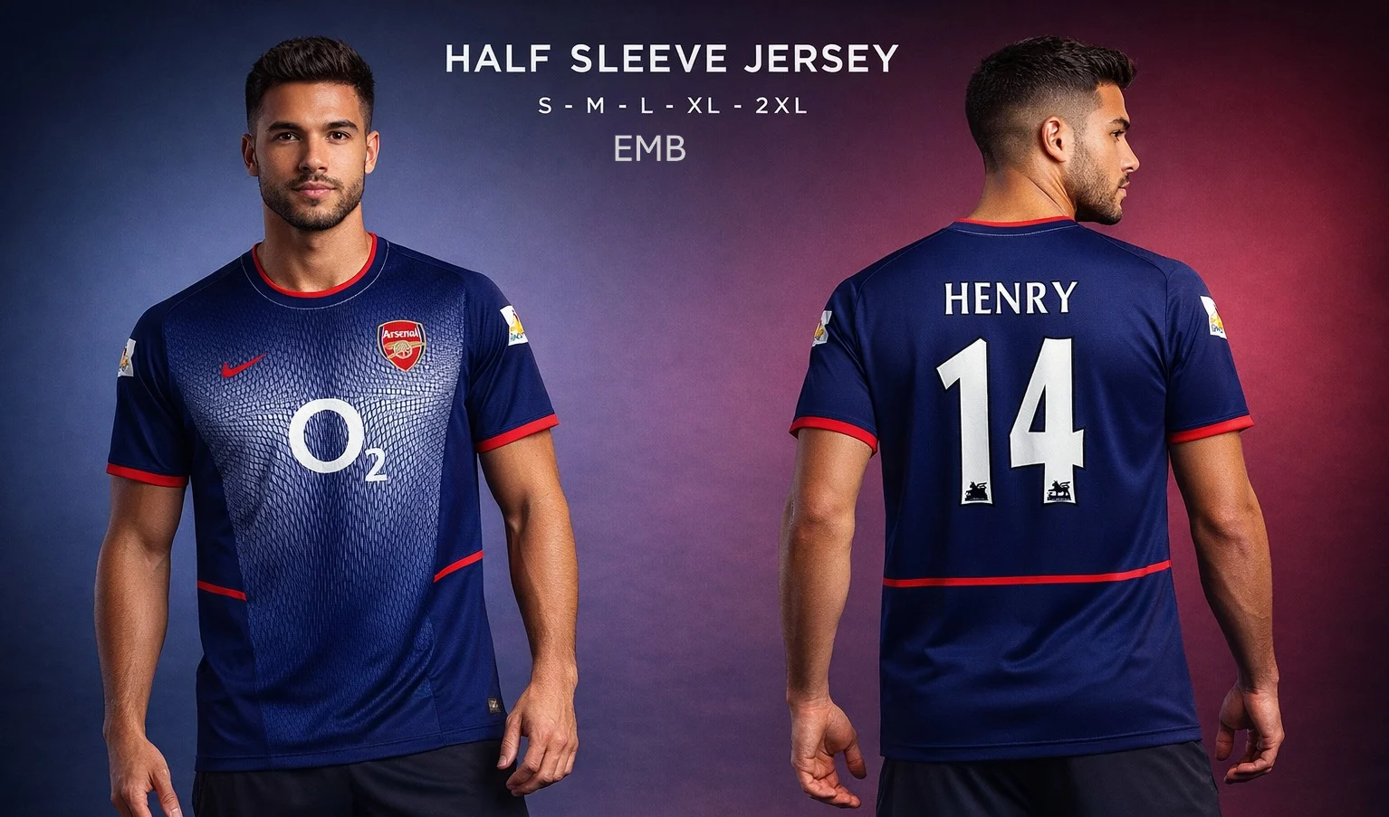 ARSENAL HENRY 14 NORMAL HALF SLEEVE EMBROIDERY BLUE