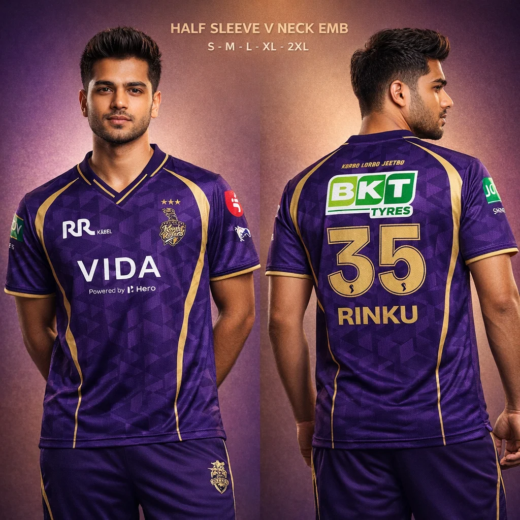 JERSEY V NECK KOLKATA KNIGHT RIDERS RINKU 35