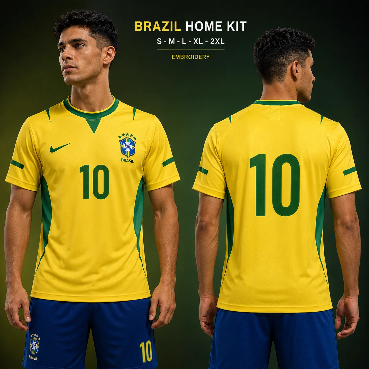 BRAZIL NEYMAR 10 NORMAL JERSEY EMBROIDERY (YELLOW)