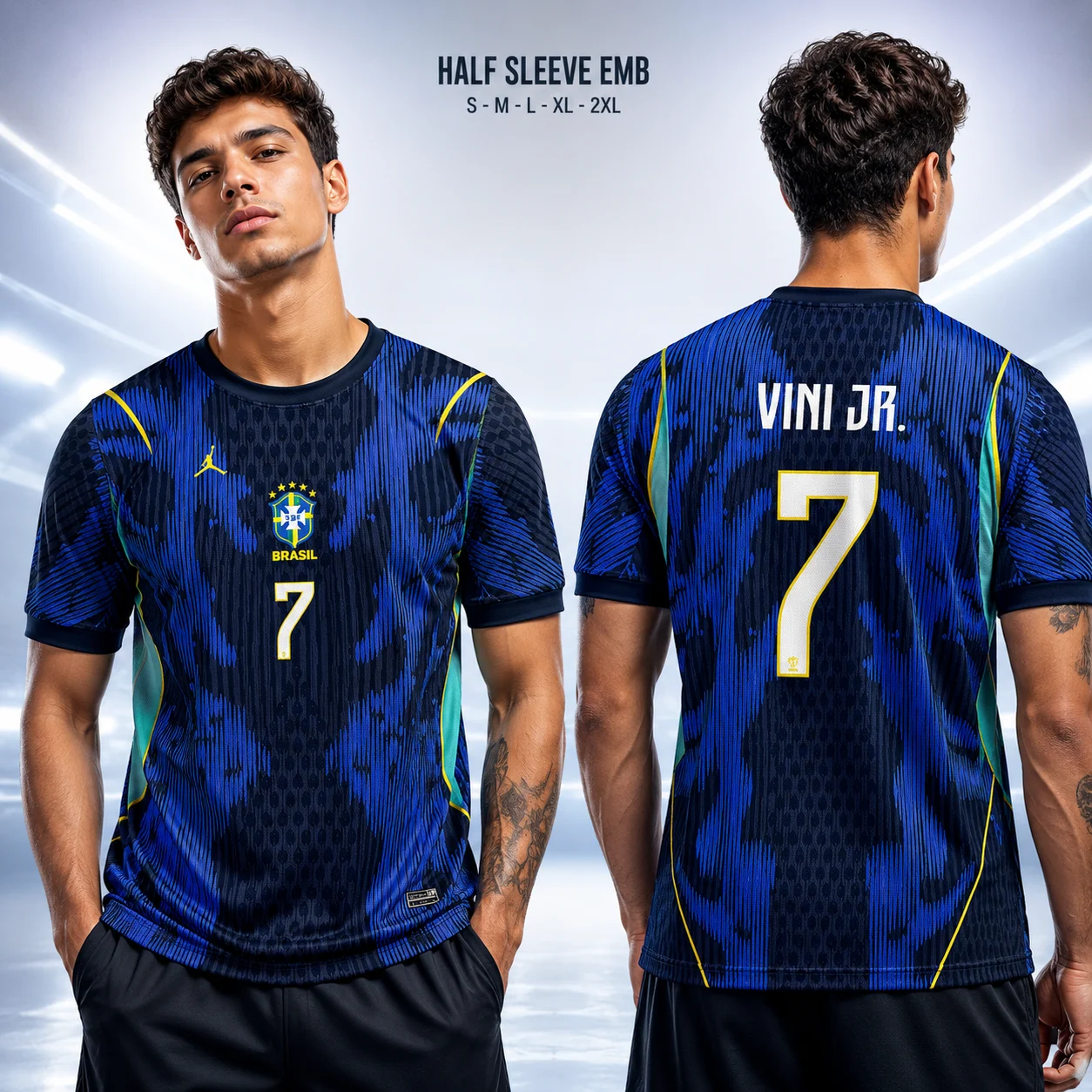 BRAZIL VINI JR 7 NORMAL JERSEY EMBROIDERY BK-BLUE