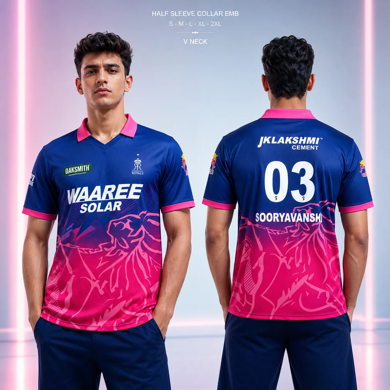 RAJASTHAN ROYALS SOORYAVANSHI 03 COLLAR EMBROIDERY JERSEY ( CRICKET )