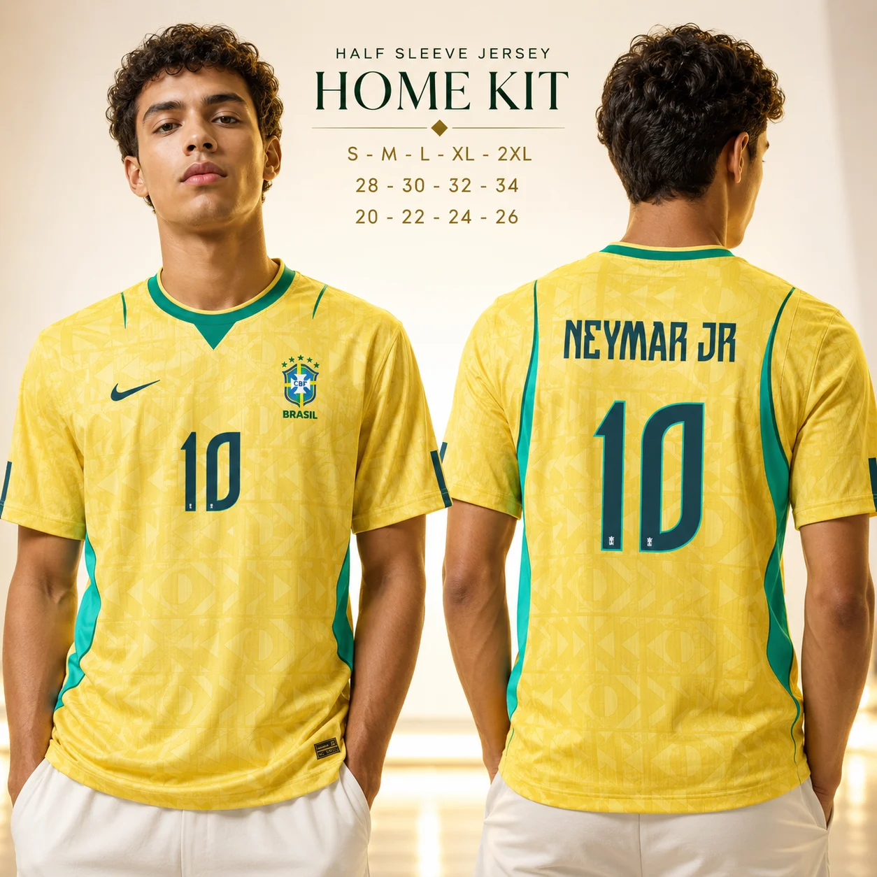 BRAZIL HOME NEYMAR 10 HALF SLEEVE SUBLIMATION