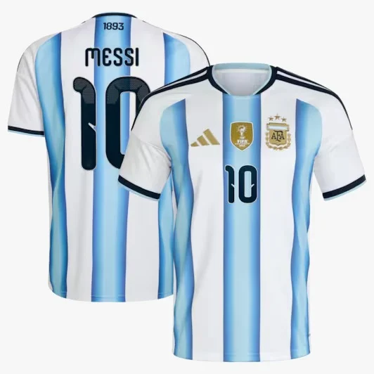 ARGENTINA HOME KIT MESSI 10 HALF SLEEVE JERSEY SUBLIMATION( WT BLUE )