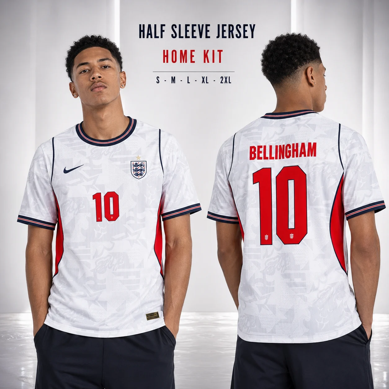 ENGALAND BELLINGHAM 10 HOME HALF SLEEVE JERSEY ( WHITE )